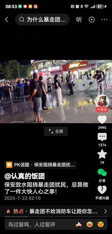 保安成功制止了暴走团对居民的侵扰，此举实乃一桩令人称快的好事！-小胖资源分享网