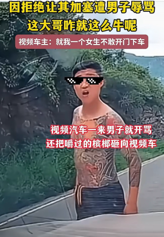女子因拒绝奥迪车加塞而遭光膀纹身男子威胁-小胖资源分享网